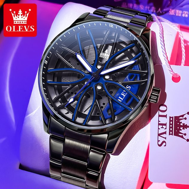 OLEVS Armbanduhr Edelstahl, Quarz, Herren, Black Purple - Bild 1