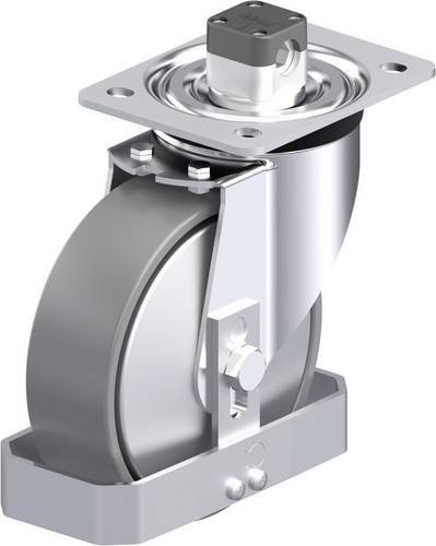 Blickle Stahlblech-Lenkrolle L-PO 160K-CS11-ELS-FA-FS in Grau mit 160 mm Rad-Durchmesser und 400 kg Tragfähigkeit - Bild 1