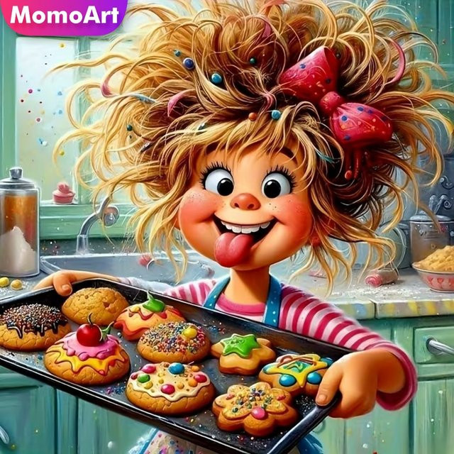 Momoart Mädchenporträt, Diamond Painting Set, Bunt / Mehrfarbig - Bild 1