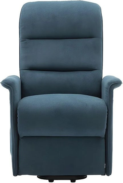 Vente-unique Sessel Capucine mit gerader Rückenlehne und Armlehnen in Blau aus Stoff, Höhe: 73 cm - Bild 1