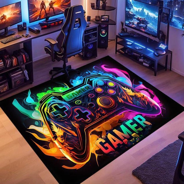 Lodestar Gaming Teppich mit Controller-Design, rutschfest und maschinenwaschbar, B/T: 80 x 50 cm, Multicolour - Bild 1
