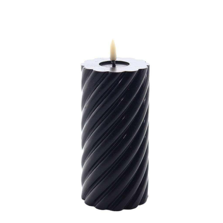 Mansion LED-Kerze Swirl Rustic Schwarz Höhe: 15 cm, Durchmesser: 7,5 cm - Bild 1