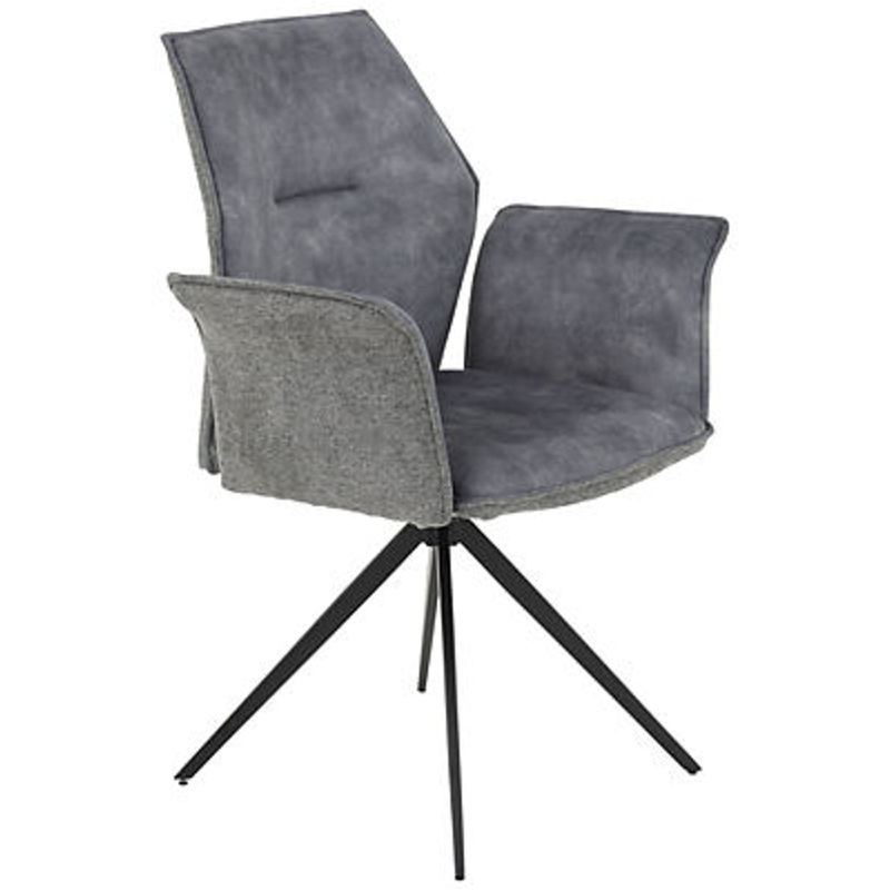 4er Set Armlehnstühle Hela Susanne in Grau und Schwarz aus Webstoff und Microfaser im Vintage-Design, B/H/T: 65 x 92 x 65 cm - Bild 2