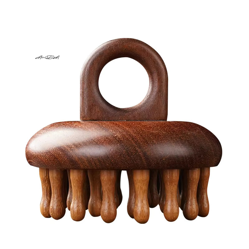 HNKMP Massagekamm aus Holz, braun, für die Kopfhaut - Bild 2