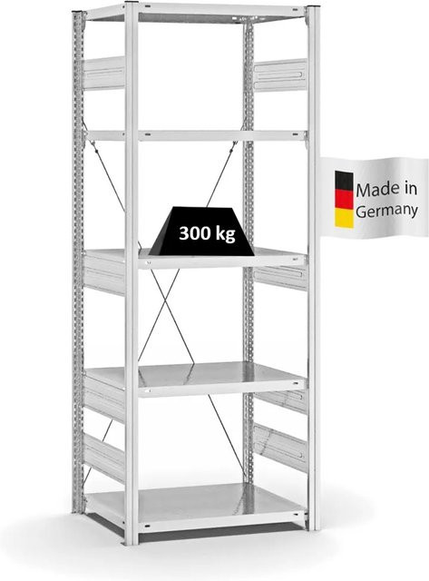 PROREGAL Fachbodenregal Stecksystem T-Profil Heavy-Duty Grundregal, 5 Ebenen, Lichtgrau, H x B x T: 200 x 75 x 50 cm - Bild 1
