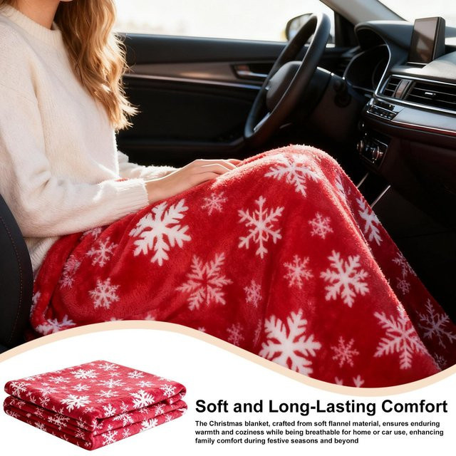 Weihnachtsdecke aus weichem Fleece in Rot für Sofa und Bett - Bild 1