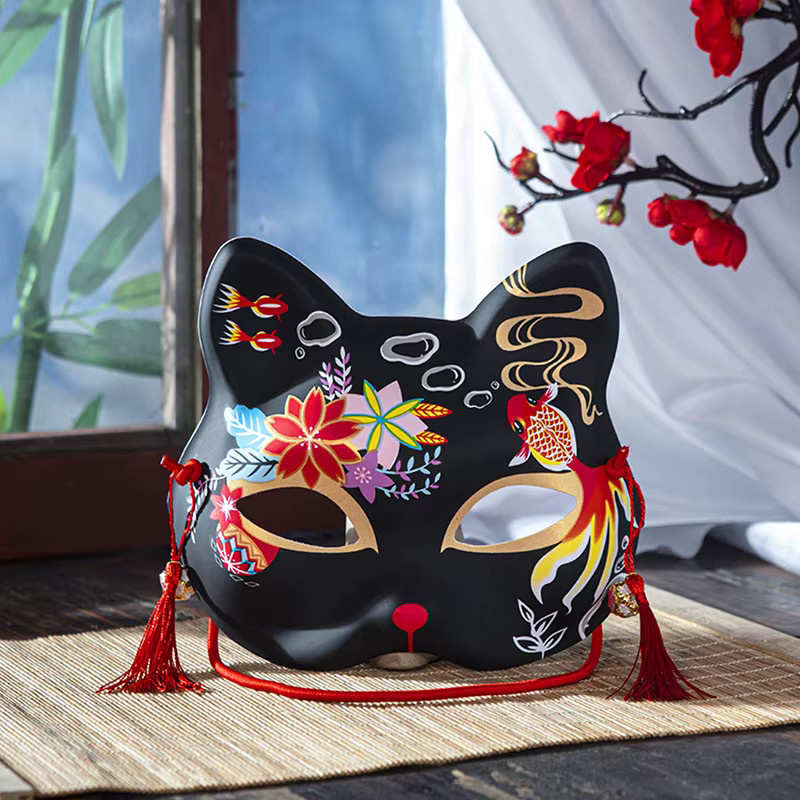 HUA HUA Cosplay-Maske, japanische Katzenmaske, handgefertigte halbe Gesichtsmaske - Bild 3