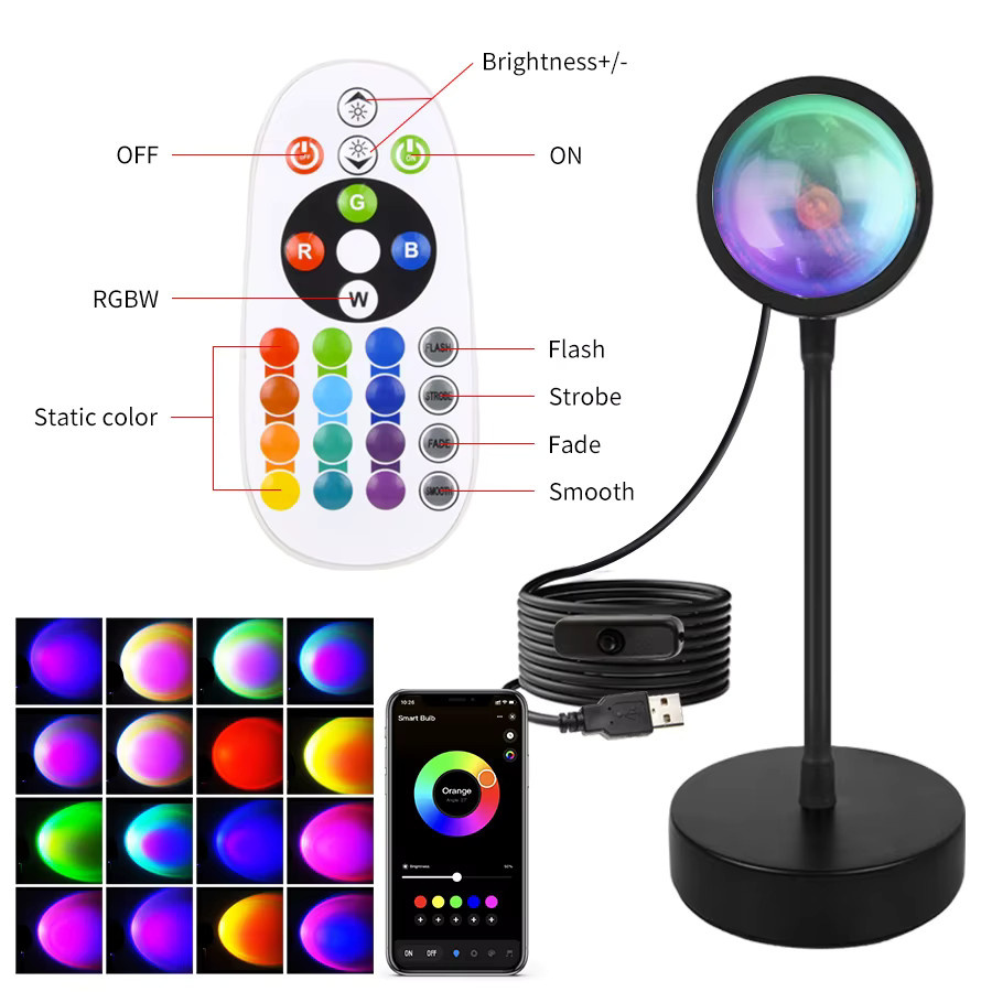Tuya Smart Sunset Lampe LED Projektor mit Fernbedienung und Bluetooth App Steuerung für Atmosphäre und Fotografie - Bild 2