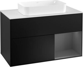V&B Waschtischunterschrank Finion 100 mit Wandbeleuchtung in Anthrazit lackiert - Bild 1