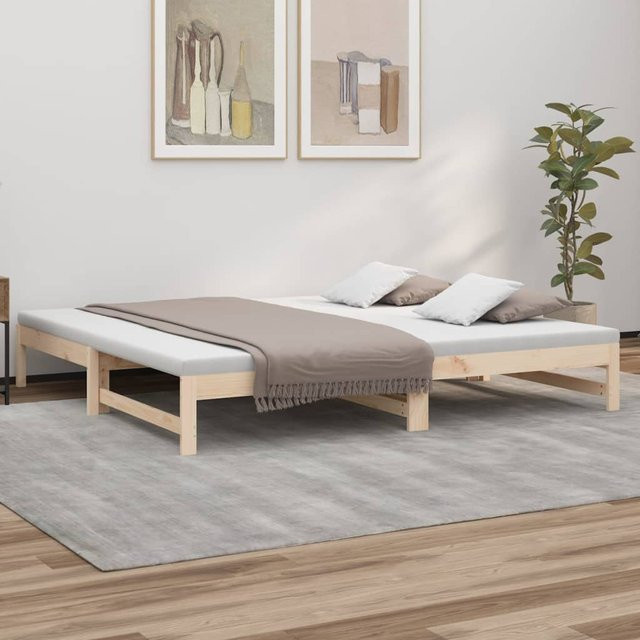 vidaXL Ausziehbett aus Massivholz Kiefer in hellem Naturton, B/T/H: 200 x 80 x 160 cm (2x 80x200 cm) - Bild 2