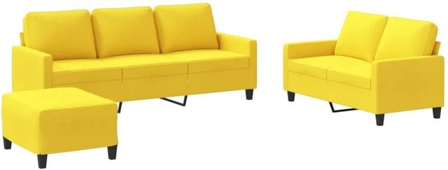 vidaXL 3-teilige Sofagarnitur in Gelb mit 3-Sitzer, 2-Sitzer und Ottoman aus Stoff - Bild 1