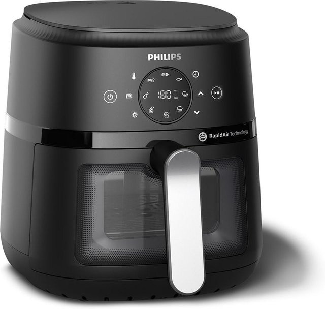 Philips Airfryer Heißluftfritteuse NA221/00 in Schwarz und Silber mit 1500 Watt - Bild 2