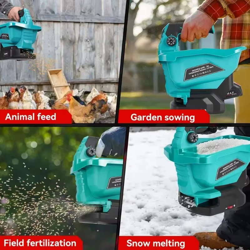 Elektrischer 6-Gang-Düngerstreuer in Türkis mit wiederaufladbarem Akku für Garten, Gras, Samen und Gemüse - Bild 5