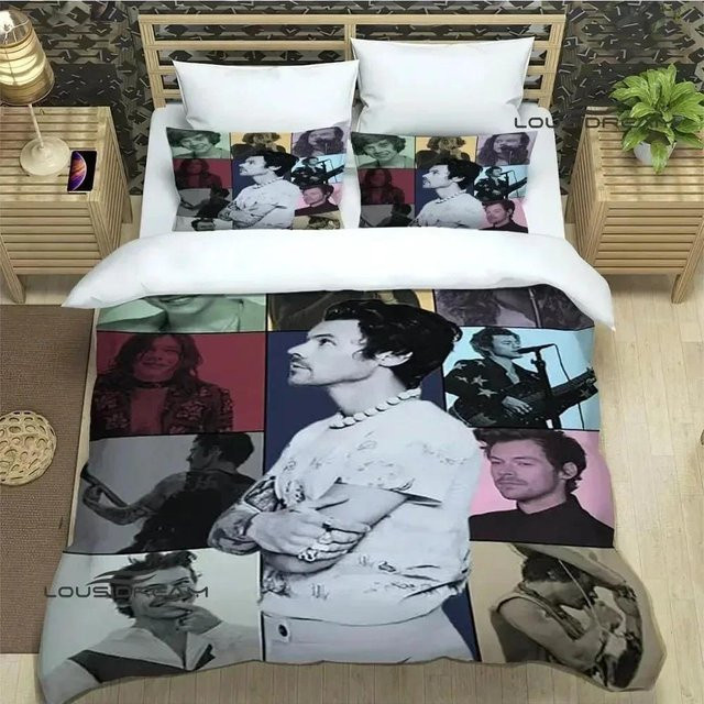 Harry Styles Bettwäsche-Set aus Mikrofaser mit Motiv, 2-teilig, Mehrfarbig, Breite: 70 cm, Länge: 133 cm - Bild 1
