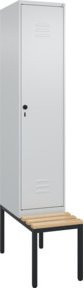 C+P Spind Classic PLUS Garderobenschrank mit integrierter Sitzbank, 1 Abteil, Grau/Schwarz, B/T/H: 212,0 x 40,0 x 81,5 cm - Bild 1