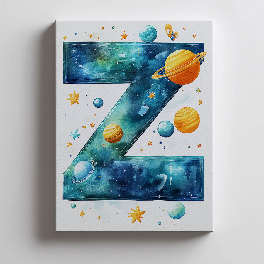 Poster Buchstabe Z in der Galaxie von Marcin Zbijowski mit goldenem Aluminiumrahmen, B: 50 cm, H: 70 cm - Bild 3