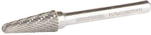 Makita Frässtift Hartmetall Rundkegel mit Kreuzverzahnung in Silber, Durchmesser: 10 mm, Arbeitslänge: 25 mm, Schaftdurchmesser: 6 mm - Bild 1