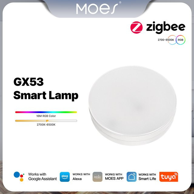 MOES Tuya ZigBee Smart LED GX53 Glühbirne mit Farbwechsel und Dimmfunktion, RGB Musik-Synchronisation, kompatibel mit Alexa und Google Home - Bild 1