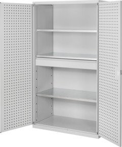 Kappes Großvolumenschrank RasterPlan grau mit Lochplatten-Tür-Ausstattung, H: 195,0 cm, B: 113,0 cm, T: 59,0 cm - Bild 1
