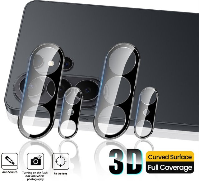 2er-Set Samsung Galaxy S26 Ultra 5G 3D-Kameraschutz aus gehärtetem Glas in Schwarz mit 9H Härtegrad und gebogener Passform - Bild 1