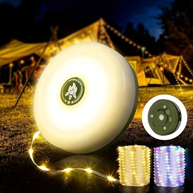 YC Direct Camping Lichterkette RGB mit 8 Beleuchtungsmodi, 10m Outdoor-Lichterkette mit USB-Aufladung in Weiß und Multicolour - Bild 1