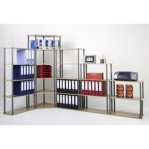 SZAGATO Eckregal in Buchenoptik und Beige, B/T/H: 60 x 60 x 74 cm - Bild 1