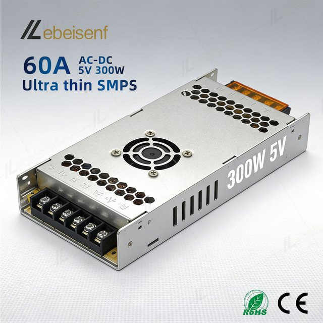 Lebeisenf Schaltnetzteil AC zu DC 5V 60A 300W Silber Ultradünn mit Lüfter für LED-OLED-LCD-Bildschirme - Bild 1
