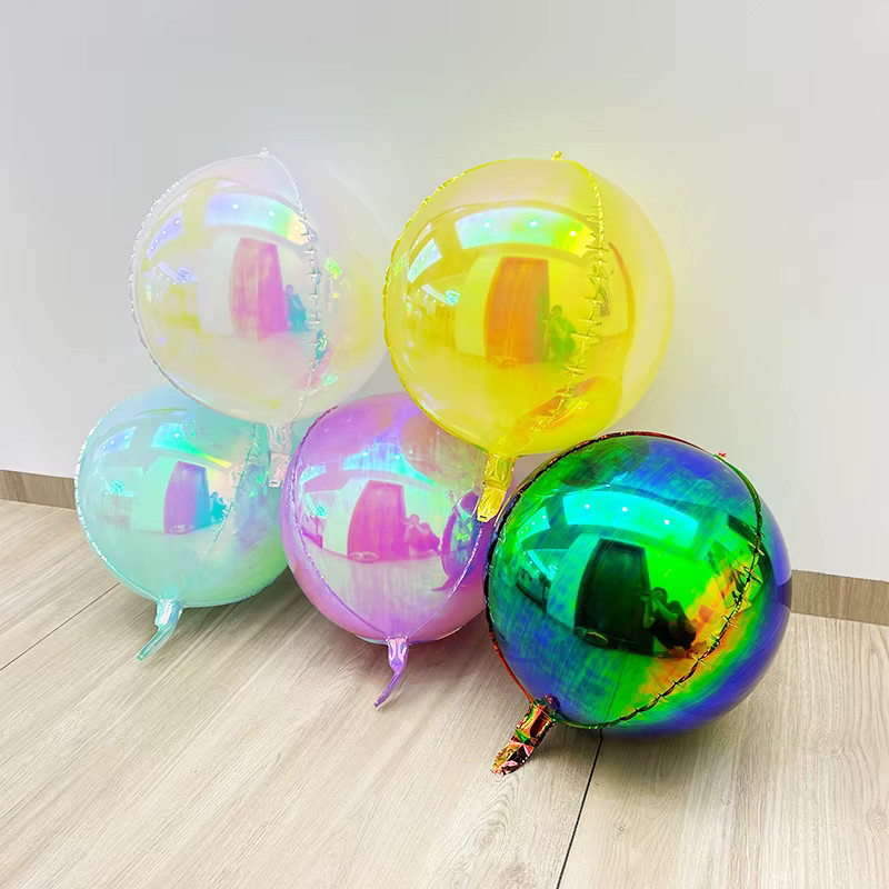 12 Stück Schillernde 4D Runde Folienballons in Holographisch Multicolour für Geburtstag und Hochzeit als Deko - Bild 2