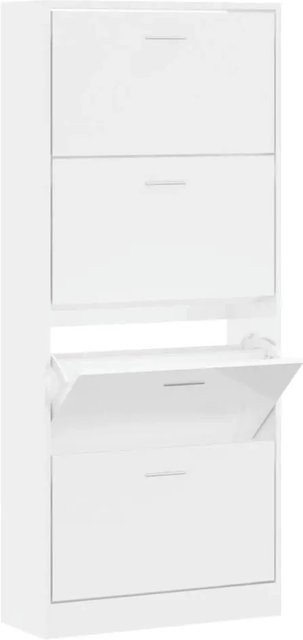 vidaXL Schuhschrank Hochglanz-Weiß mit Klappfächern, Wandmontage, B/T/H: 63 x 24 x 147 cm - Bild 1