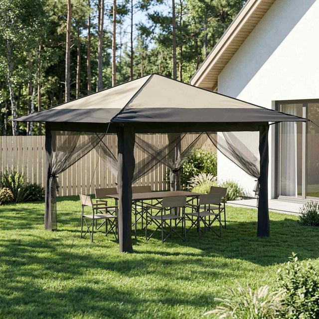 Yiwydaa Pavillon mit 4 Seitenwänden in Beige und Anthrazit, B/T: 330 x 330 cm - Bild 1