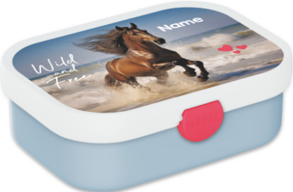 Mepal Brotdose Wilde Horse in Blau mit Besteck und Snap-Lid zum Personalisieren mit Namen und Foto - Bild 1