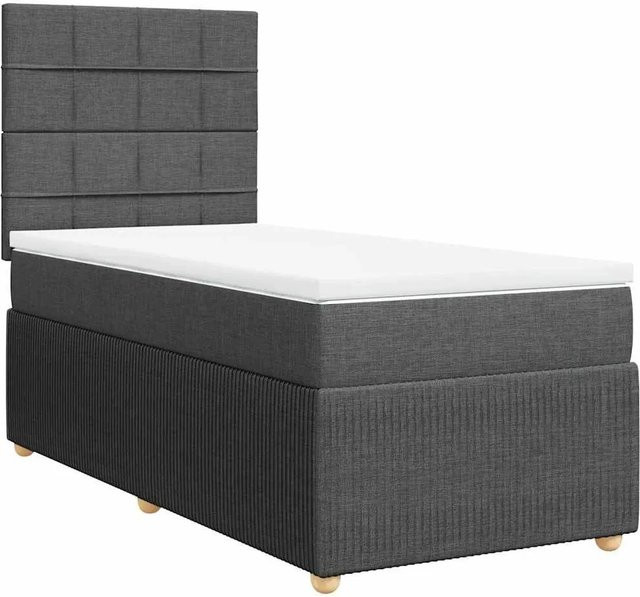 vidaXL Boxspringbett mit Matratze Hybrid Dunkelgrau B/T: 80 x 200 cm - Bild 1