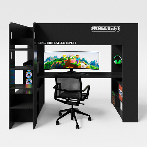 PHOENIX Minecraft Gamingbett für Kinder in Schwarz, B/T/H: 96 x 226,5 x 181 cm - Bild 4