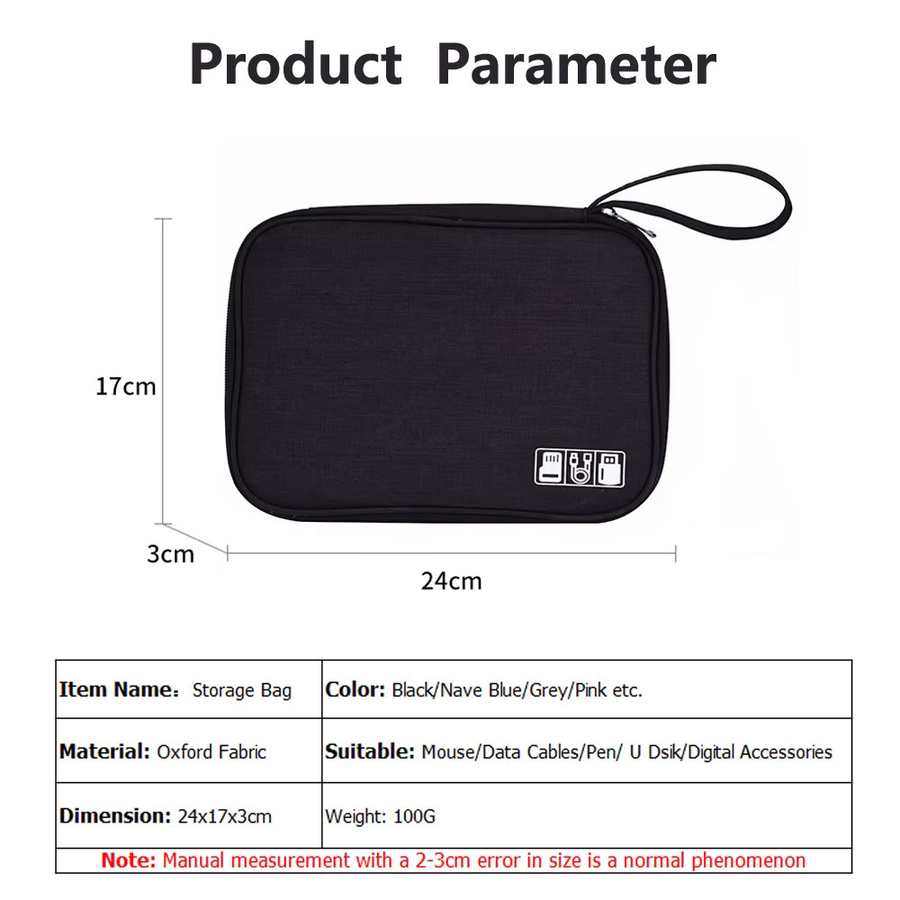 Urgrico Datenkabel-Organizer wasserdichte Aufbewahrungstasche für USB-Ladegeräte und Kabel in Schwarz - Bild 6