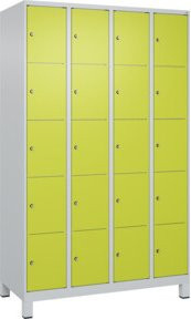 C+P Schließfachschrank Classic PLUS mit 4 Abteilen und Füßen, Farbe Viridingrün, H x B x T: 195 x 120 x 50 cm - Bild 1