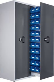 Kappes Zugwagenschrank RasterPlan Mod. 5 7035/7016 mit 2 Auszügen und 1 bestücktem Auszug, grau/blau, abschließbar, Wandmontage, Stahl/Kunststoff, B/T/H: 60,0 x 110,0 x 200,0 cm - Bild 1