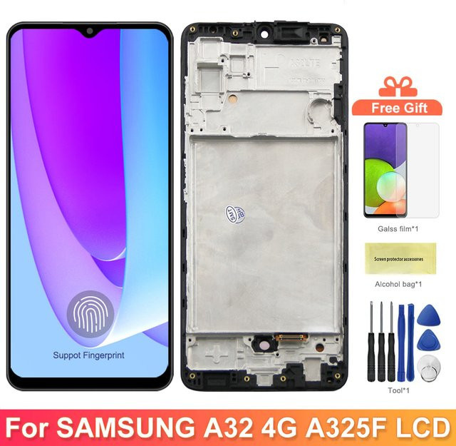 Samsung Galaxy A32 A325 A325F Super AMOLED Display Baugruppe mit Rahmen in Schwarz - Bild 1