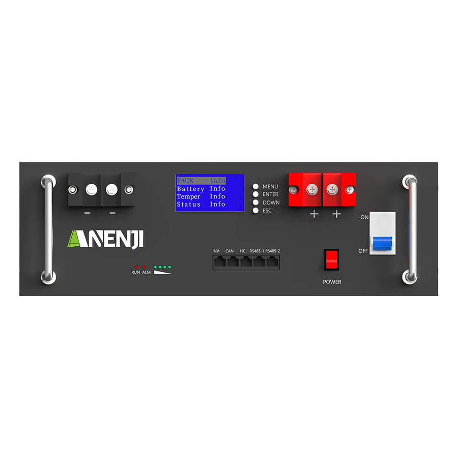 ANENJI LiFePO4 Akkupack 48V 100Ah 51,2V 5kWh mit BMS, RS485 und CAN, Schwarz - Bild 4