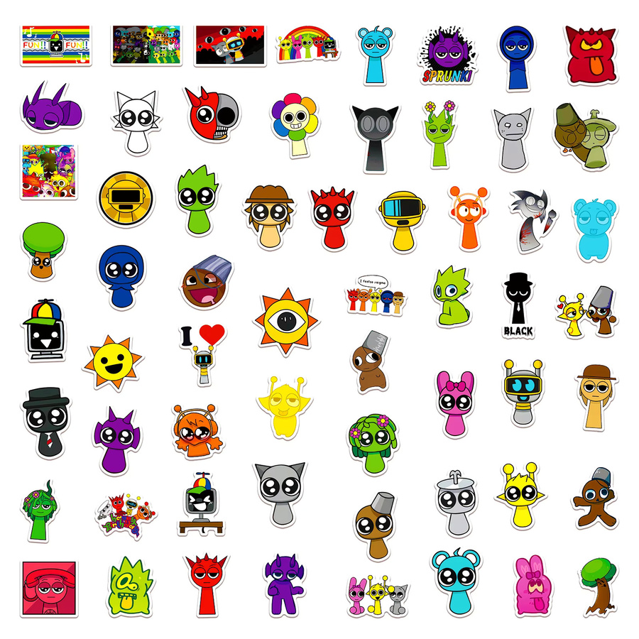 60 Stück Incredibox Sprunki Aufkleber, wasserfeste DIY Sticker in Multicolor für Scrapbooking, Handy und Skateboard - Bild 2
