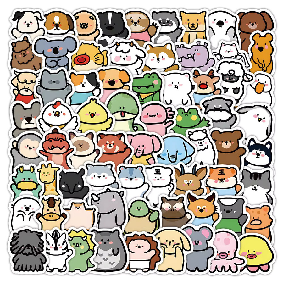 100 Stück handgezeichnete niedliche Tier-Graffiti-Aufkleber von BulingBulingStickers Store in Multicolor, wasserfeste Aufkleber für Tagebücher und Handyhüllen - Bild 2