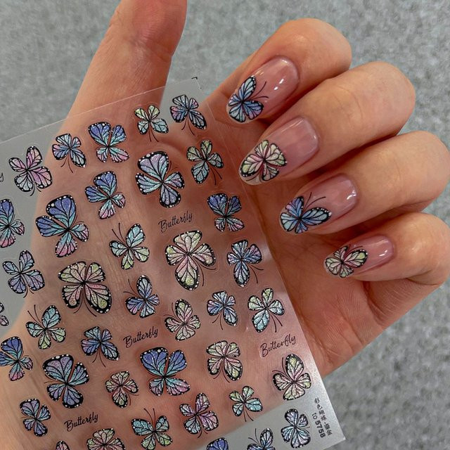 NAILFYOU Nagelsticker Schmetterlings-Nagelkunst, Glitzer, Schimmernd - Bild 1
