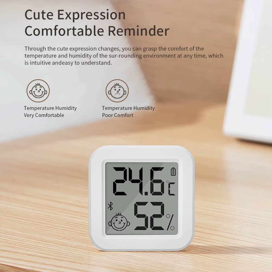 ONENUO Tuya Bluetooth Temperatur- und Feuchtigkeitssensor mit LCD-Display und App-Steuerung, Weiß - Bild 2