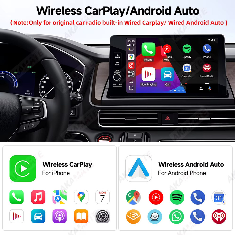 AKAMATE 2in1 Wireless CarPlay und Android Auto Adapter mit USB Typ-C, Schwarz - Bild 2