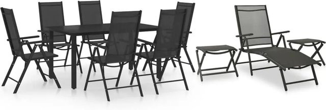 vidaXL 10-tlg Garten-Essgruppe aus Aluminium und Glas in Schwarz und Anthrazit - Bild 1
