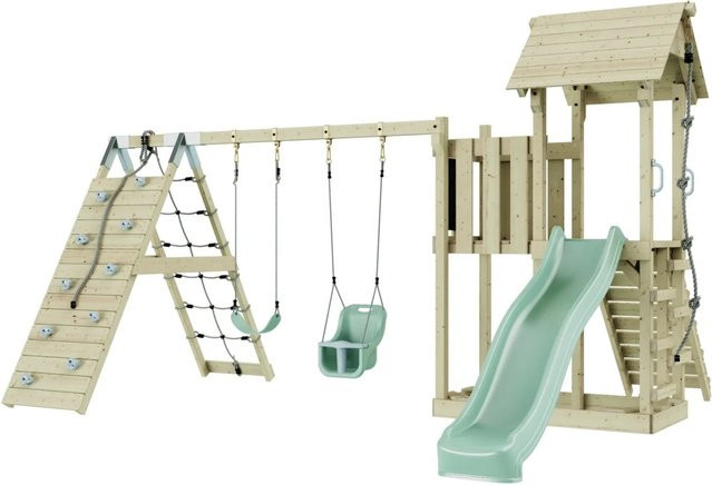 OutdoorToys Spielturm Roskilde mit Babyschaukel in Mintgrün - Bild 1
