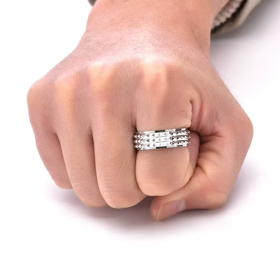 Herren-Ring Titanstahl, 8 mm, drehbar, Pyramide - Bild 2