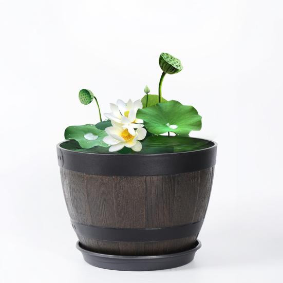 Liruikang Blumentopf mit integriertem Drainagesystem in Braun im rustikalen Stil aus Harz - Bild 7