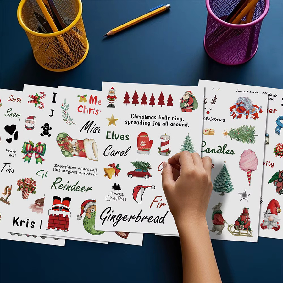 Rspctou Weihnachten Cartoon Aufkleber, 8-teiliges Set, Multicolor - Bild 2