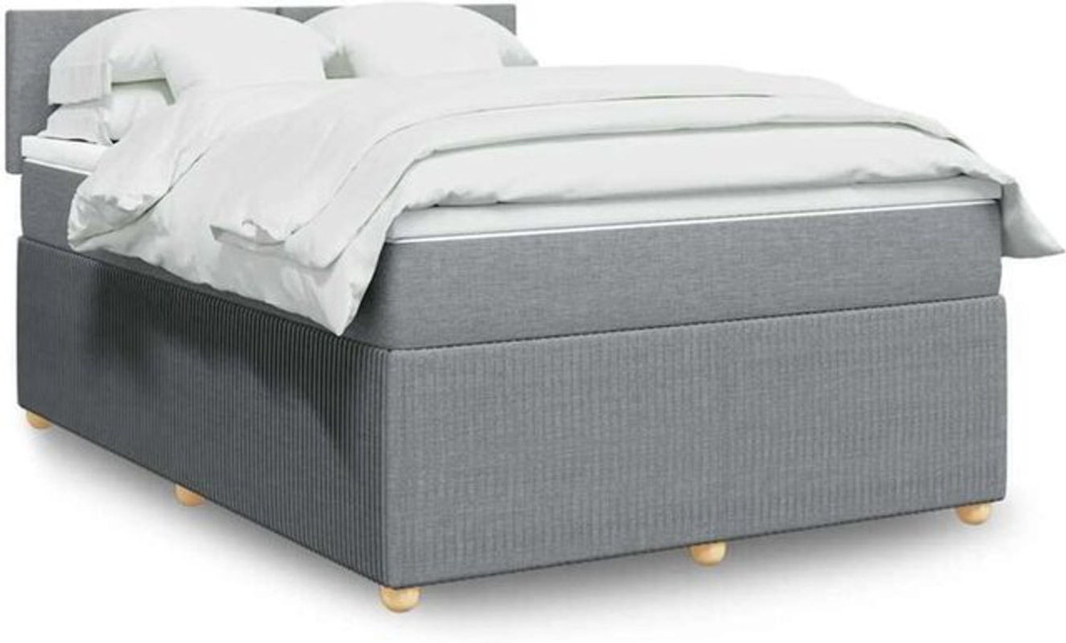 VIDAXL Boxspringbett mit Matratze in Grau und Weiß aus Stoff, Modernes Design, B/T: 160 x 200 cm - Bild 1