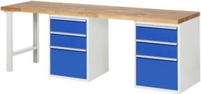 Rau Werkbank 7507A8 in Braun mit 6 Schubladen, B/T/H: 250 x 70 x 84 cm - Bild 1